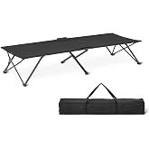 Amazon Basics Folding Camping Cot for Adults, 81.5 x 30.4 Inch Twin Size Steel Frame, 350 lb Capacity, Portable with Carry Bag, Black