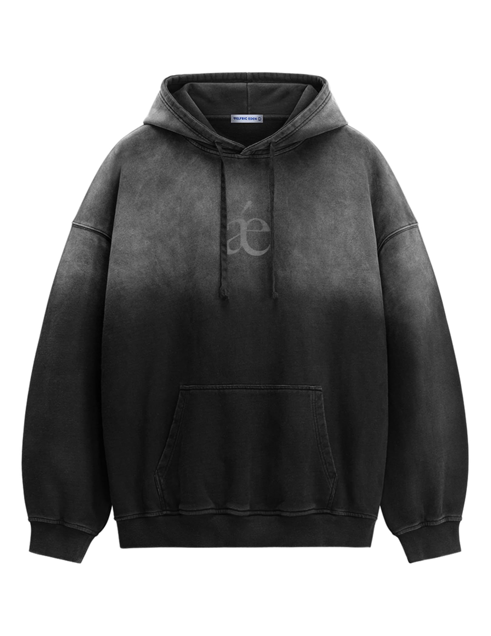 Photo 1 of Aelfric Eden Hoodies For Men Acid Wash Gradient Oversized Heavyweight Cotton Plain Hooded Sweatshirt Unisex Streetwear Hoodie Black X-Small