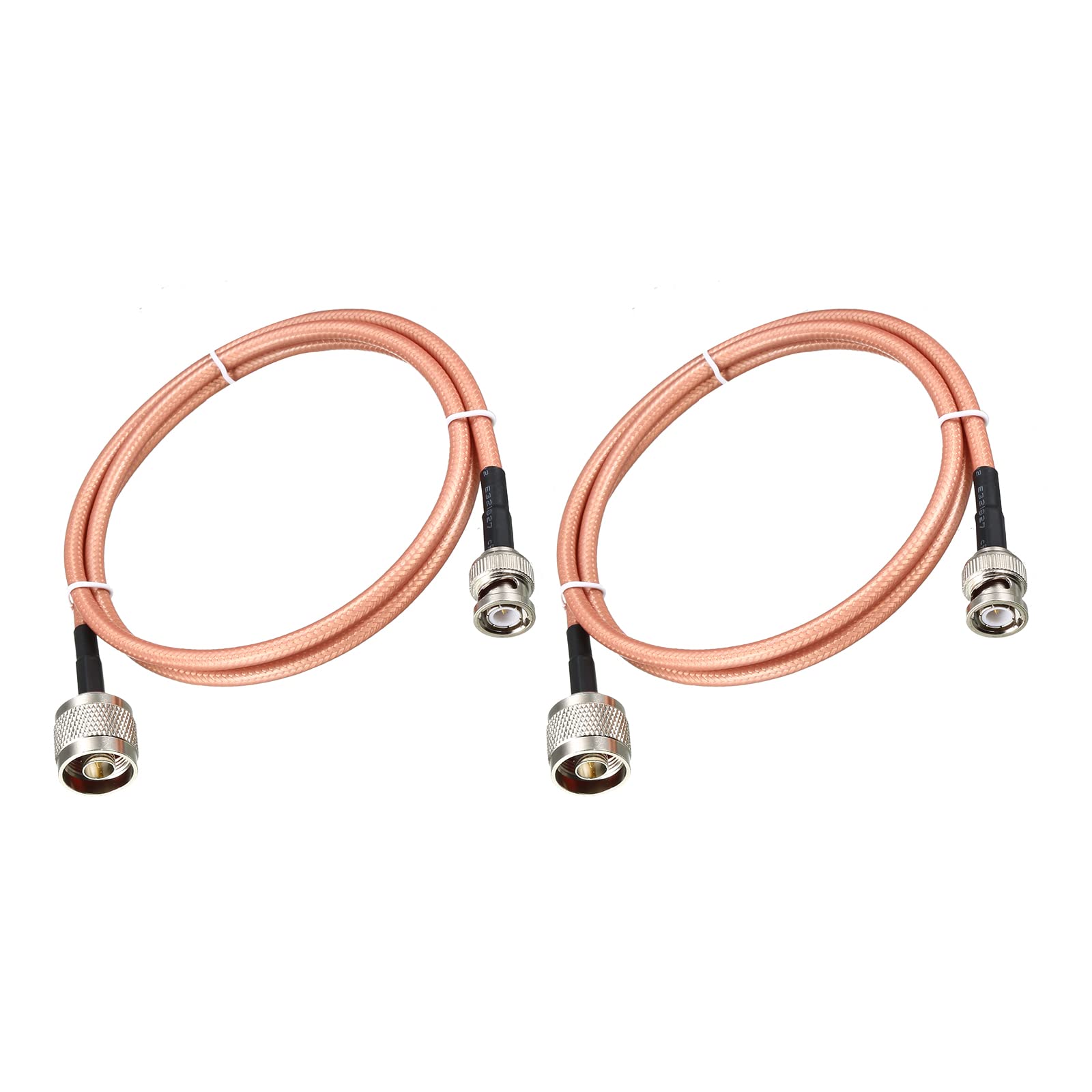 Rebower RG142 Coaxial Cables BNC Male to N Male, [for Video Signal Transmission] - 3Feet / 50 Ohm/Gold Tone / 2Pcs
