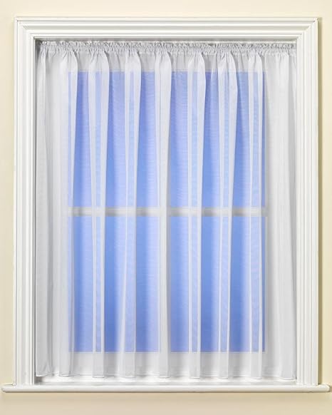 Dunelm Plain White Net Curtain With Lead Weighted Hem Sold By The