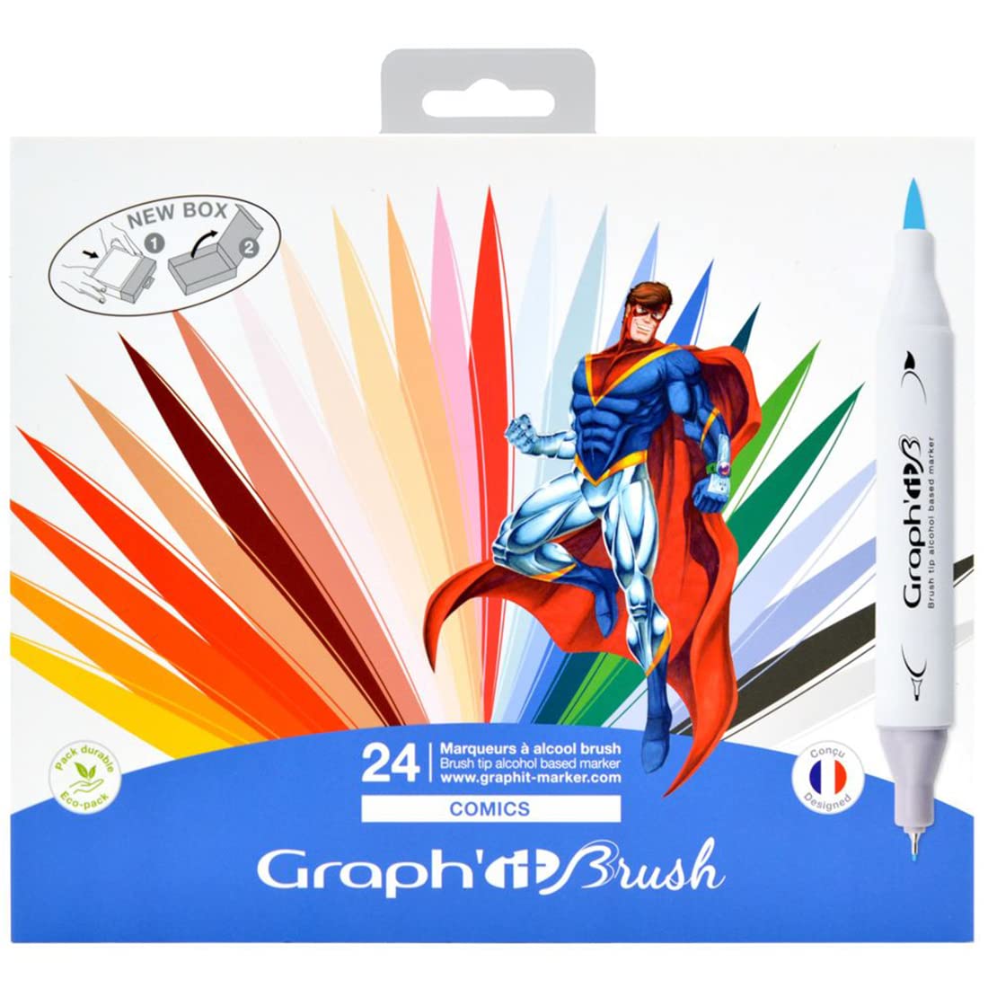 GRAPH'IT Brush Set of 24 Dual Tip Markers - Comics Colours