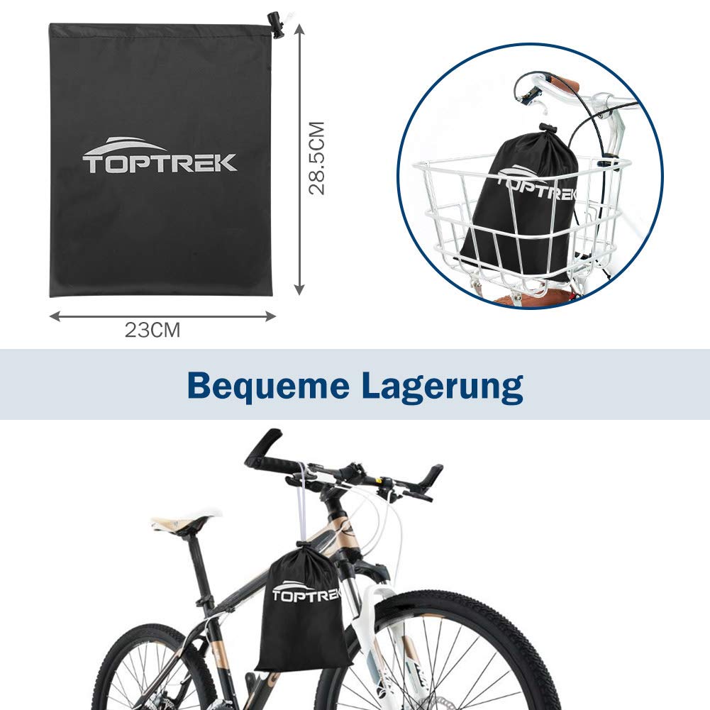 Toptrek Fahrradabdeckung 210D mit Nahtband Oxford-Gewebe Wasserdicht Hochwertige Fahrradgarage Outdoor 200 x 110 x 70 cm Reißfestigkeit Sonnenschutz Fahrrad Schutzhülle mit Beutel 7