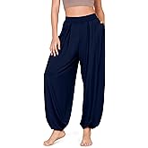 ODODOS Women's Wide Leg Pants with Pockets Lightweight Loose Draped Casual Palazzo Lounge Pajama Harem Pants