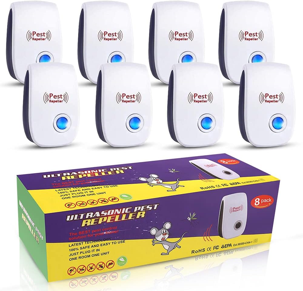 Ultrasonic Pest Repeller, 8 Packs Pest Repellent, Indoor Electronic Plug in for Home, Bedroom, Office, Kitchen, Warehouse, Hotel, Safe for Human and Pet : Garden & Outdoor