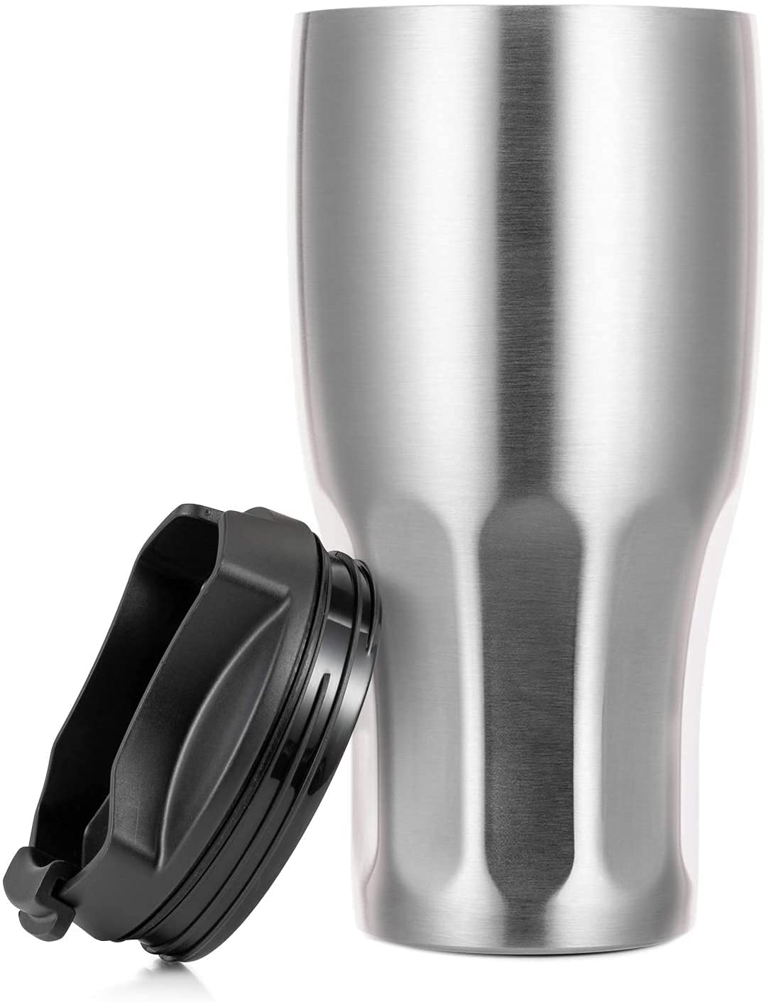 COMOOO 30oz Stainless Steel Tumbler Double Wall Vacuum Insulated Travel Mug with Lid Coffee Cup for Cold & Hot Drinks(Silver, 1 Pack)