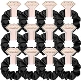 Antetek 12PCS Satin Hair Scrunchies for Women & Girls - Bridesmaid Proposal Gifts, Bachelorette Party Favors, No Damage Hair Ties for Wedding, Birthday, Galentine's Day (BLACK)