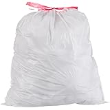 Amazon Basics 13-Gallon Tall Kitchen Trash Bag with Draw String, 0.9 mil, White, 300-Count