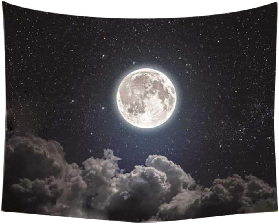 Clair De Lune Tapisserie Murale Espace Nuit Étoilée - Décoration Psychédélique Chambre Salon