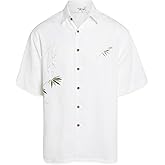 Bamboo Cay Mens Short Sleeve Flying Bamboos Casual Embroidered Woven Shirt
