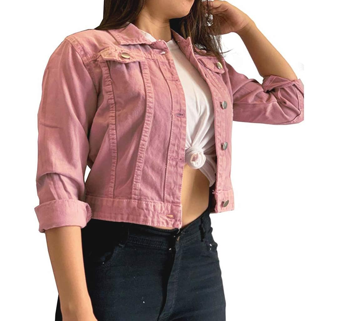 pink denim jacket womens india