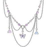 MOSTORY Crystal Fairy Necklace for Women - Fantasy Renaissance Necklace for Cosplay Renfaire Cosplay Fairycore Jewelry