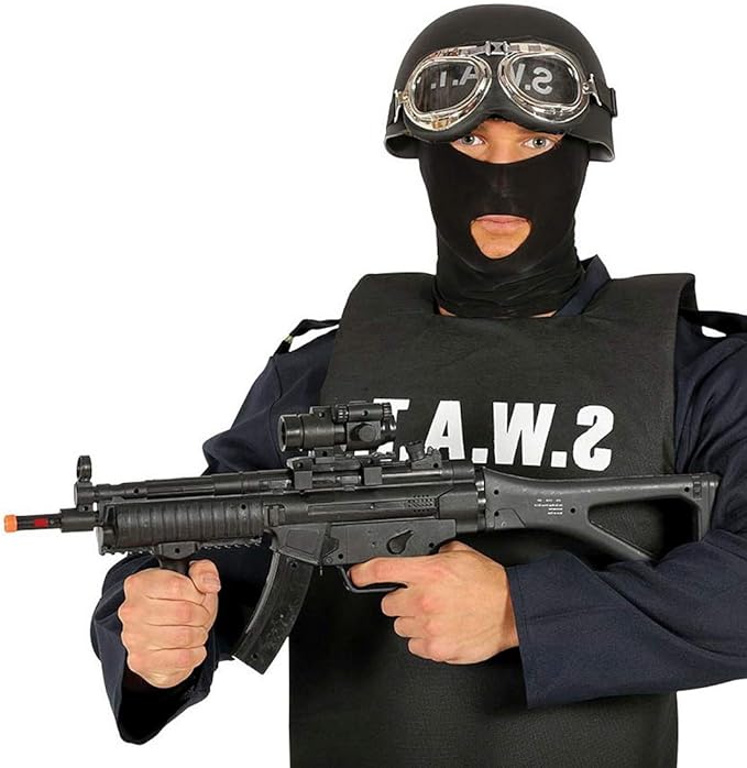 Net Toys Universelles Spielzeug Sturmgewehr Swat Schwarz 66cm Ausgefallenes Unisex Kostum Zubehor Maschinengewehr Polizist Perfekt Geeignet Fur Karneval Mottoparty Amazon De Spielzeug