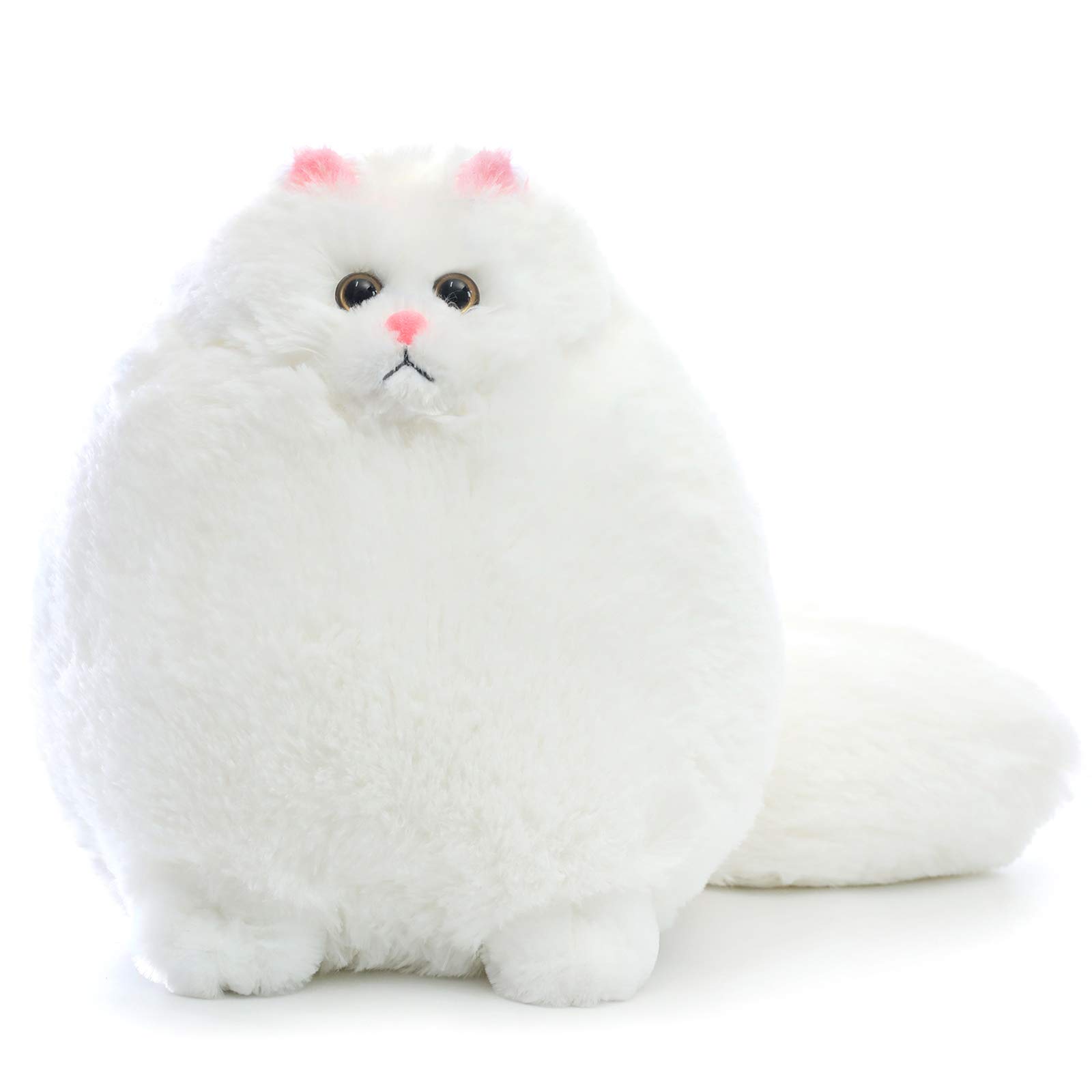Winsterch Cuddly Cat Soft Toy Stuffed Cat Teddy Plush Animal Toy,Kids Birthday Baby Doll（White, 10in）