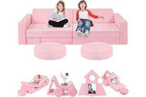 OSYKIU 2025 New Modular Kids Play Couch, 12pcs Toddler Sofa Couch Building Fort, Versatile 300+DIY Creativing Playroom Bedroom Furniture for Toddlers. Convertible Kids Sofa and Cushion for Boys and Girls