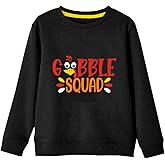 Remimi Thanksgiving Kids Black Sweatshirt Girl Boy Turkey Shirt Long Sleeve Classic Gobble Squad Holiday Pullover Top Black 9-10 Years
