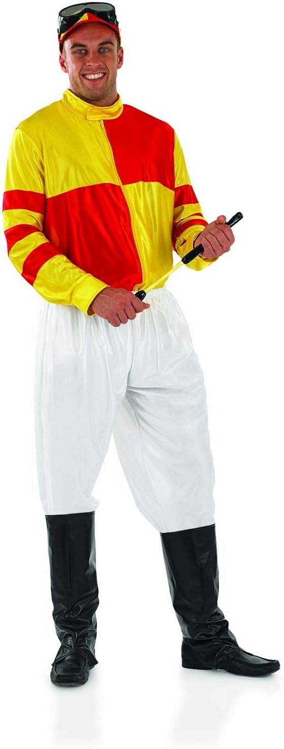 Fun Shack Mens Jockey Costume Adults Red & Yellow Horse Rider Uniform