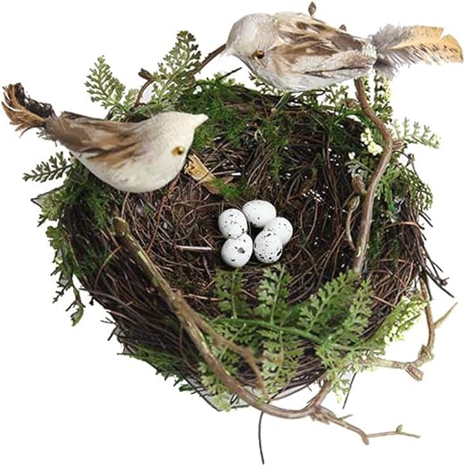VOSAREA Bird Nest Decorated Fake Bird Nest with Eggbird Support for