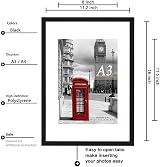 Scholar Tree Black A3 Photo Frame Set of 3 with Mat for A4 Display Wall view 4