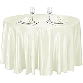 Ruisita 120 Inches Round Satin Tablecloths Ivory Overlay Round Satin Table Cover Bright Silk Smooth Fabric Tablecloth for Wedding Banquet Tables Decoration