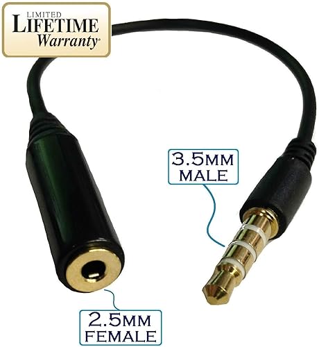 Josi Minea Black Male to Female Headphone Audio Adapter  Extender Jack Stereo/Mono for Apple iPhone 6/6S/6+/5S/SE iPad Samsung  Galaxy