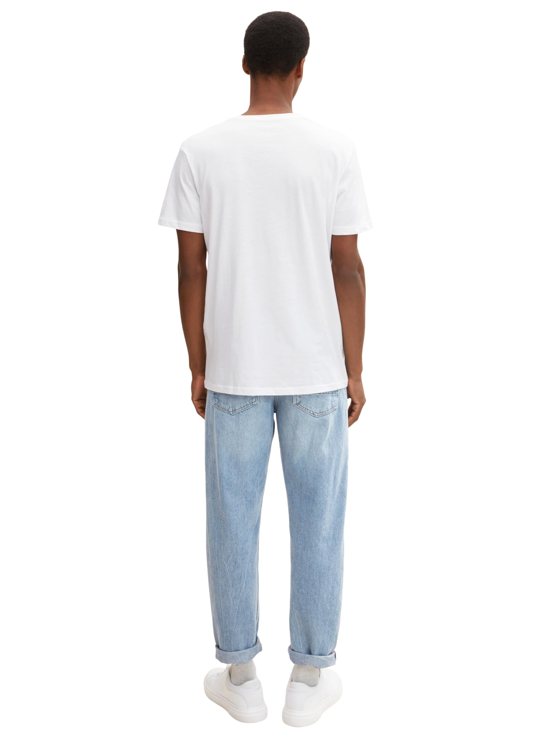 TOM TAILOR Herren Doppelpack Crew Neck T-Shirt, Weiß, M 5