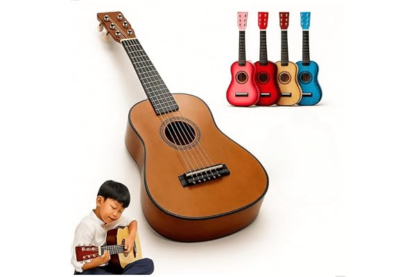 Mini Violão Infantil Acústico em Madeira Instrumento Musical com Cordas de Aço Tamanho 60cm Múltiplas Cores Disponíveis