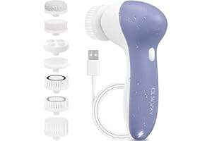 CLSEVXY Facial Cleansing Brush Face Scrubber: USB Rechargeable IPX7 Waterproof Electric Spin Cleanser Brush with 7 Brush Heads, Face Brushes for Cleansing and Exfoliating, Massaging
