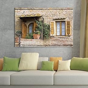 Canvas Wall Art of Itallian Architecture Stacked Stone Building | 12" x 18"