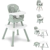 Jeep Milestone 6-in-1 High Chair by Delta Children - High Chair Converts to Stool, Booster Seat, Toddler Chair, Activity Table and Desk and Chair, Sage Green