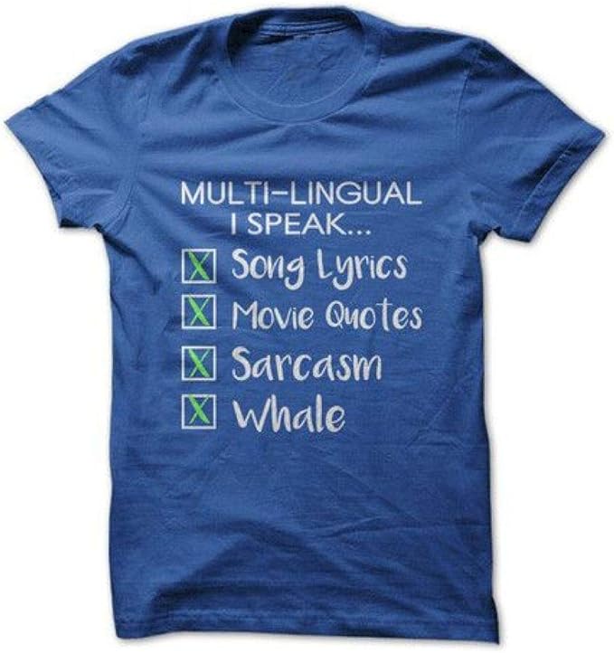playera multilingüe con texto en inglés, Azul, XLarge Ropa, Zapatos y Accesorios