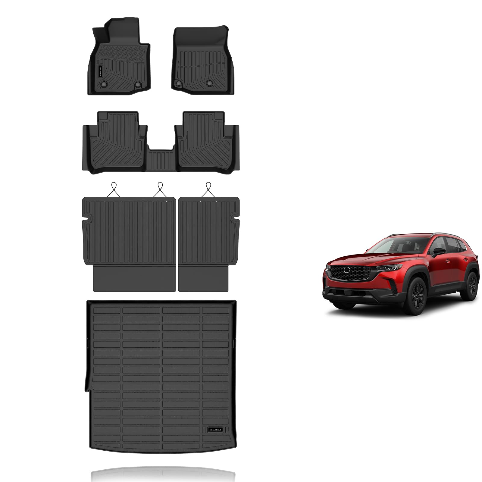 KELCSEECS® Floor Mats & Cargo Liner with Seatback Mats for 2025 2026 Mazda CX-50 Hybrid,All Weather Protection TPE Floor Liners Front& Rear Row Full Set CX50 Hybrid Accessories Black Image