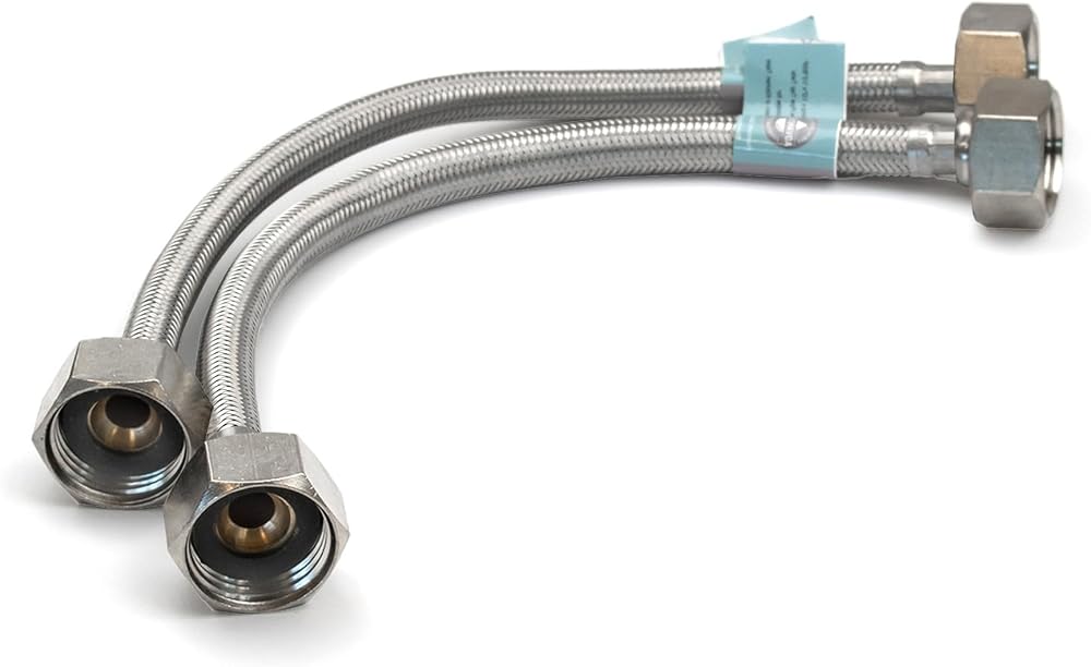 Xcel Home 3/4 inch BSP Flexible Hose 300mm Pair Stainless Steel Braided