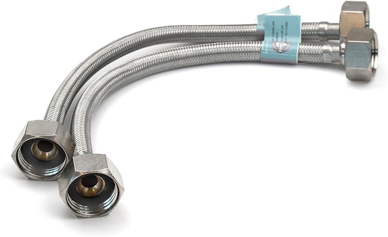 Xcel Home 3/4 inch BSP Flexible Hose 300mm Pair Stainless Steel Braided