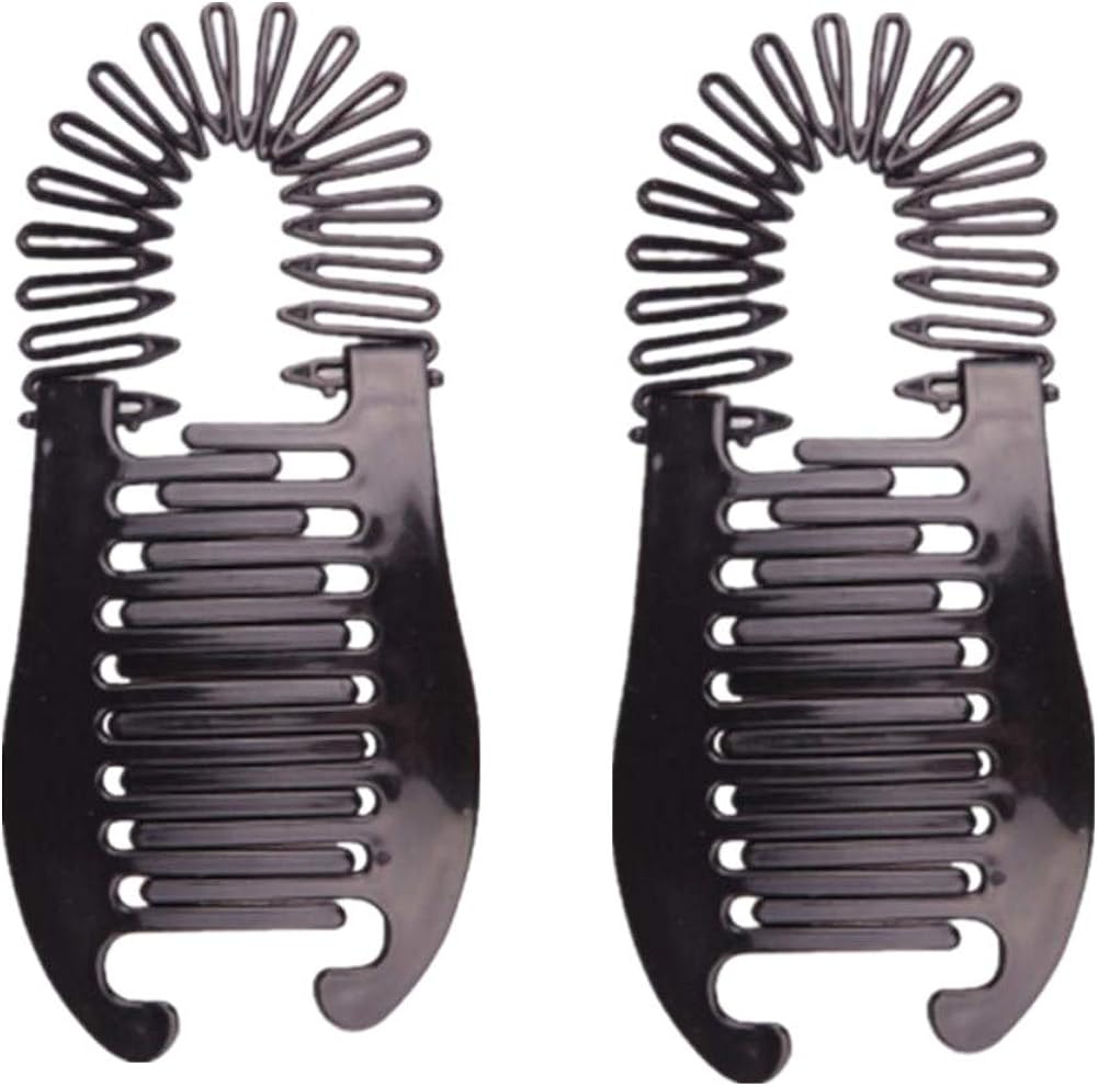 2 PCS Flexible Interlocking Banana Clip Clincher Interlocking Two Sides Hair Comb Elongated
