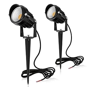 MEIKEE 7W LED Landscape Lights 12V/24V Outdoor Spotlight Led Pathway Lights Landscape Light Warm White IP66 Waterproof for Driveway, Yard, Lawn, Flood, Swimming Pool,Outdoor Garden Lights (2 Pack)