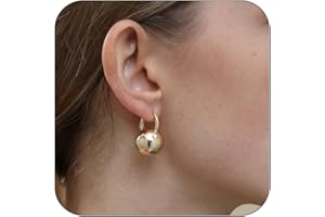 Ascona Gold/Silver Hoop Earrings, Gold Ball Drop Dangle Earrings for Women, Hypoallergenic Lightweight Gold Plated Earrings