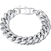 PROSTEEL Stainless Steel Bracelet for Men Women, Stylish Cuban Link Bracelets, Black/18K Gold Plated, W:4.8mm/6mm/10mm/14mm, L:19cm/21cm, Come Box
