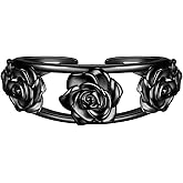 beautlace Rose Adjustable Rings Silver/Black Gun Plated Rose Flower Love Open Ring Elegant Wedding Engagement Jewelry Gifts for Women