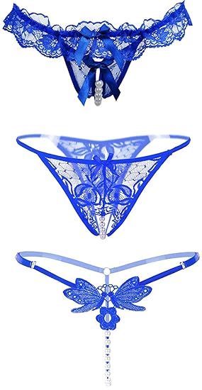 Ouvert String Damen Perlen - Open Back Lace Panty im 3 er Pack