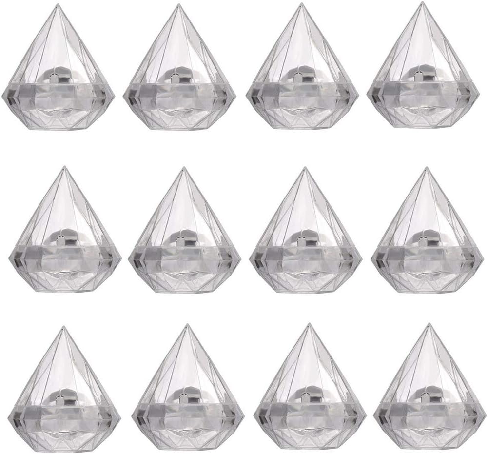 Premewish Candy Box, 12 Pack Stylish Cookies Jar, Transparent and Diamond Shape, Plastic Candy Container, Clear Sweets Storage