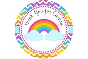 Rainbow Thank You Sticker Labels by Adore By Nat - Girl Children Birthday Baby Shower Party Supplies - Set of 30