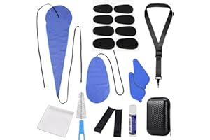 LONGCHANX Complete Saxophone & Clarinet Cleaning Kit 9-in-1 Maintenance Set with Cork Grease, Reed Case, Strap, Brushes & Har
