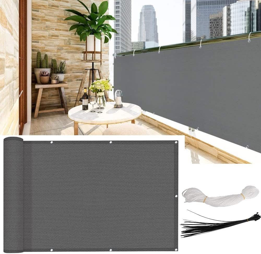 KAHEIGN 0.9x5m Balcony Privacy Screen 200g HDPE 95% UV Block Patio Fence Cover