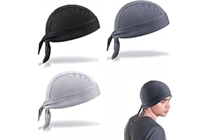 YIQFOCA 3Pcs Sweat Wicking Helmet Liner Cooling Caps,Quick Dry Adjustable Exercise Beanie Cap,Bandana Pirate Scarf Head Sport