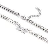 GHIUYUI Zodiac Sign Pendant Necklaces for Women Men Stainless Steel Leo Constellation Horoscope Astrology Jewelry, 6.5mm Diamond Cut Cuban Link Curb Chain 18+2 inches