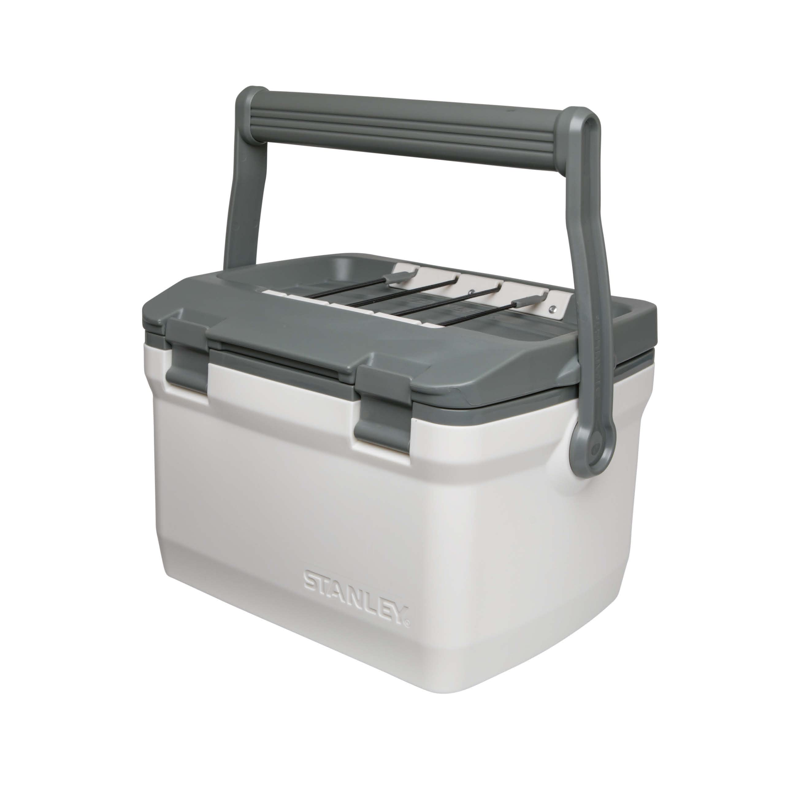 Stanley 1913 Adventure Outdoor Cooler 6.6L - Ice Cold For 27 Hours - Small Cool Box - BPA-Free - Chest Cooler - Camping Cooler Box Doubles as Seat - Rugged Travel Coolbox - Leakproof - Polar White