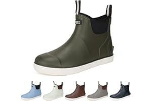 HSBDNZQ Men’s Deck Boots, Deck Shoes Waterproof Rain Boots, Saltwater Fishing Ankle Boots, Non-Slip Rubber Garden Muck Boots for Gardening Boating Camping Sailing Fishing