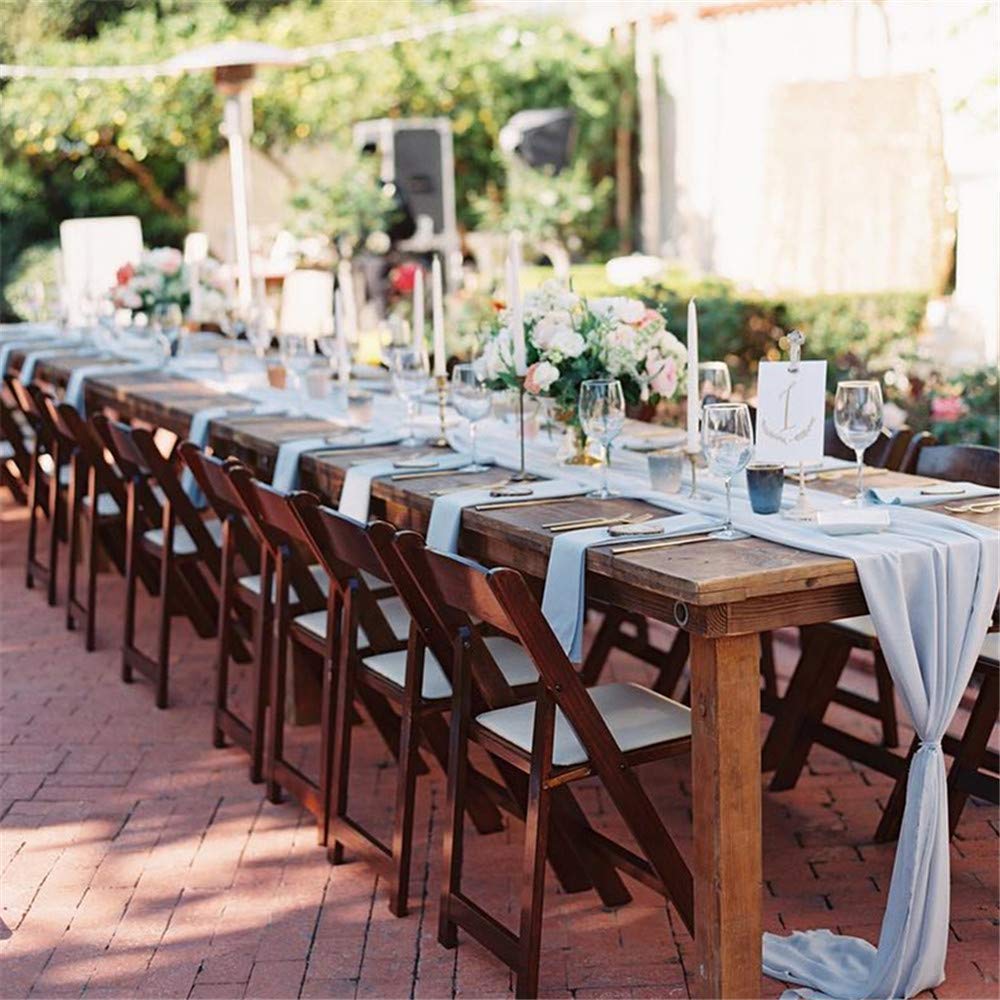 Best sheer dusty blue table runner