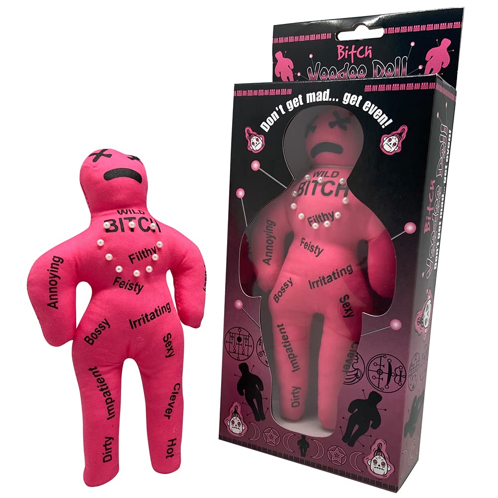 Diabolical Gifts Bitch Voodoo Doll Joke Novelty Gift Present, Pink, One Size,DP1154