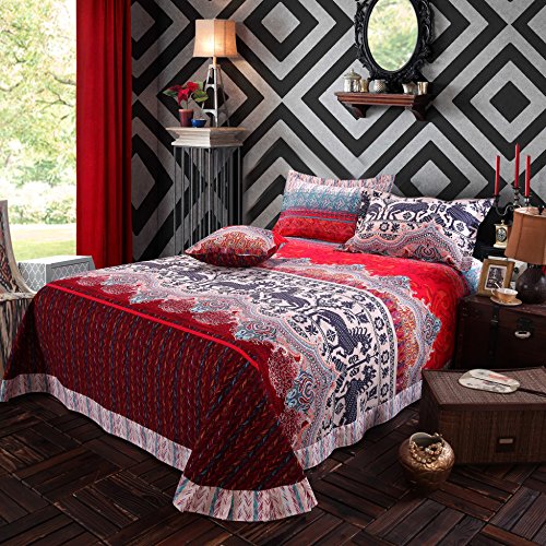 LELVA Boho Style Bedding Set Bohemian Ethnic Style Bedding Set Boho Duvet Cover Set Camel Pattern Bedding Set Full/Queen 4pcs (8, Queen)